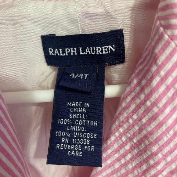 Ralph Lauren Toddler Girl Old Money Seersucker Blazer Pink Stripes size 4/4T - Picture 8 of 12